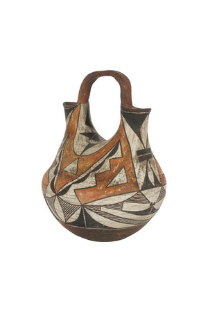 Handmade ceramic vase isolated on white background with clipping path.の写真素材