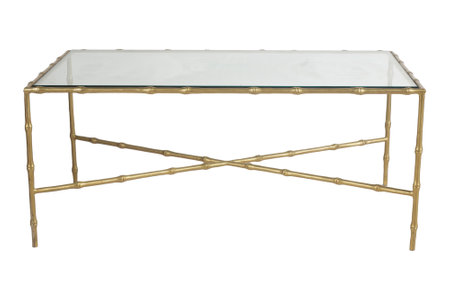 Golden table isolated on white background with clipping path. Side view.の写真素材