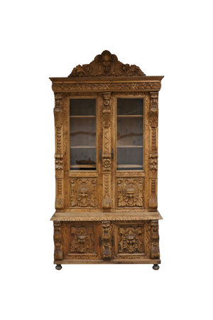 Antique wooden cabinet isolated on white background, clipping path included.の写真素材