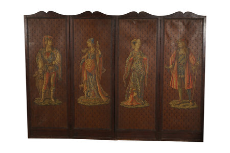 Thai painting on a wooden door, isolated on white background.の写真素材