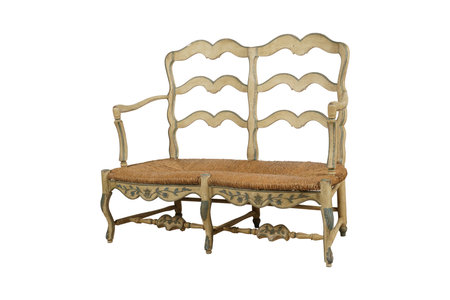 Antique wooden chair isolated on white background with clipping path included.の写真素材