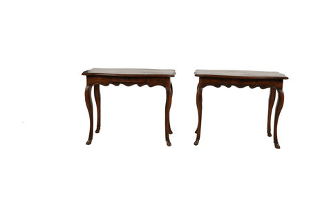Antique wooden table isolated on white background. Clipping path included.の写真素材