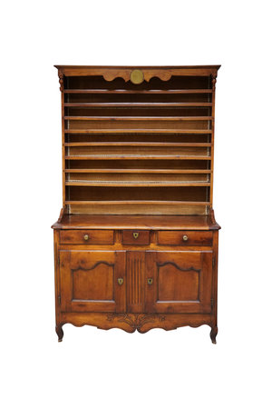 Wooden cabinet isolated on white background. Clipping path included.の写真素材