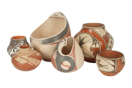 Clay pots isolated on white background. Clipping path included.の写真素材