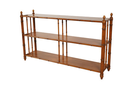 Wooden Shelf isolated on white background. Clipping path included.の写真素材