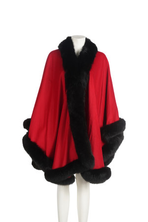 Fur coat on a mannequin isolated on white background.の写真素材