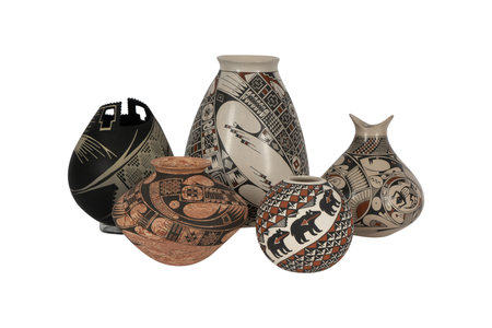 Clay pottery isolated on white background. Clipping path included.の写真素材