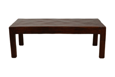 Wooden table isolated on white background. Clipping path included.の写真素材