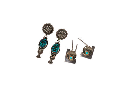 Jewelry earrings on a white background. Isolate.の写真素材