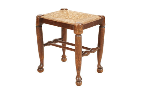 Wooden stool isolated on white background. Clipping path included.の写真素材