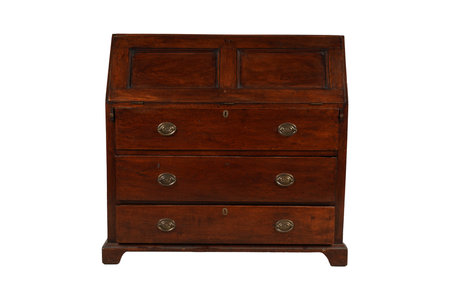 Wooden chest of drawers isolated on white background. Clipping path included.の写真素材