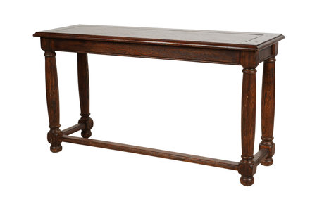 Wooden table isolated on white background. Clipping path included.の写真素材