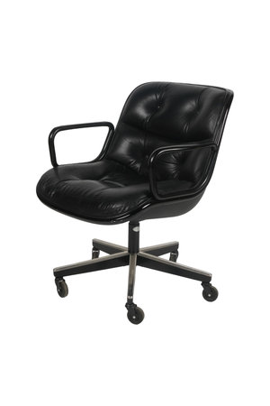 Black leather office chair isolated on white background. Modern business chair.の写真素材