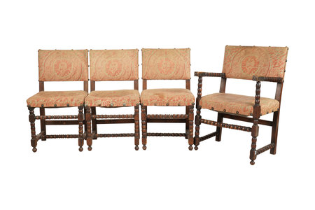 Antique chairs isolated on white background with clipping path. 3d renderの写真素材