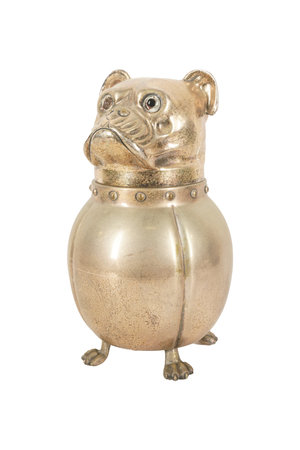 Bronze lion figurine isolated on a white background, with clipping pathの写真素材