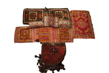 Old rugs isolated on white background. Clipping path included.の写真素材