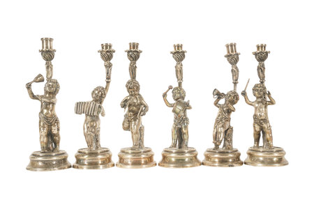 Antique bronze statuettes on a white background. Isolatedの写真素材