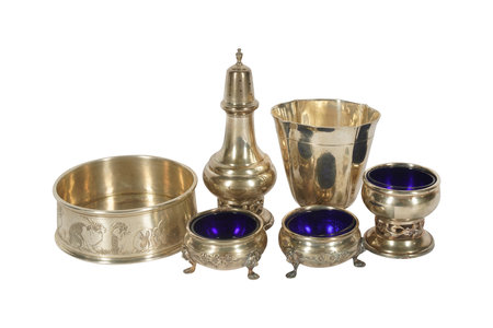 Antique brass bowl isolated on white background with clipping path included.の写真素材