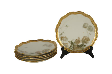 Antique mirror isolated on a white background, clipping path included.の写真素材