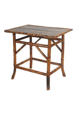 Antique wooden table isolated on a white background with clipping path.の写真素材