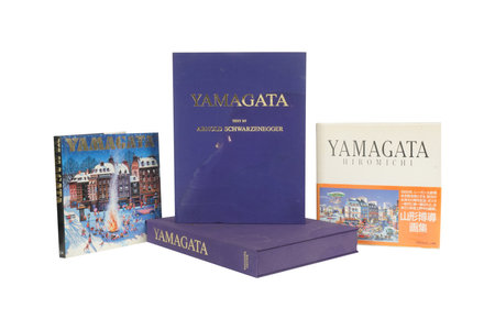 Vintage books isolated on white background. Travel concept. Back to school.の写真素材