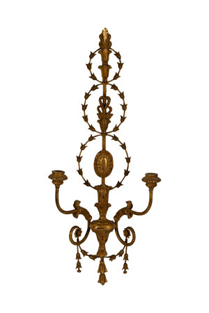 vintage candelabrum isolated on white background with clipping pathの写真素材