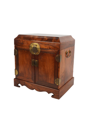 Wooden chest isolated on white background. Clipping path included.の写真素材