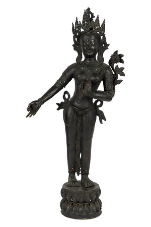 Buddha statue isolated on white background, clipping path included.の写真素材