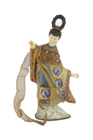 The figure of japanese woman isolated on a white background.の写真素材