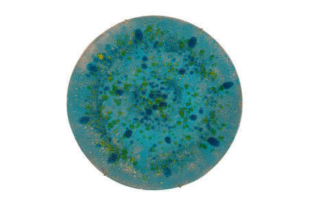 Old rusty plate isolated on white background with clipping path. Top view.の写真素材