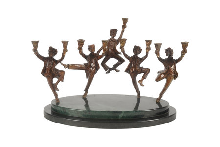 Sculpture of a group of people on a white backgroundの写真素材