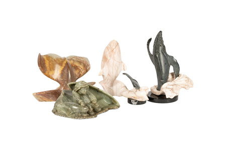 Three earthenware objects isolated on white background, with clipping pathの写真素材