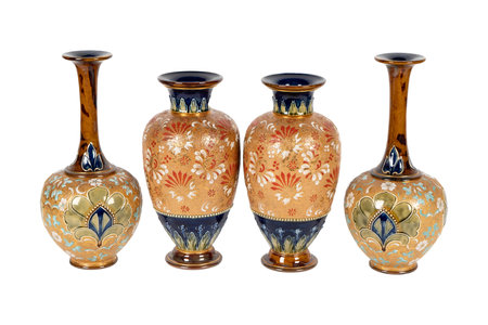 Beautiful ceramic vase isolated on white background with clipping path.の写真素材