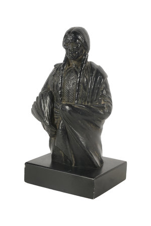 Statue of a monk isolated on a white background, with clipping pathの写真素材