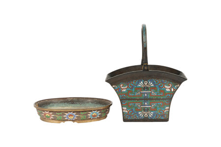 Antique pottery on a white background, clipping path included.の写真素材