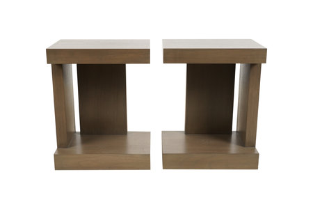 Two wooden coffee table isolated on white background. 3d render.の写真素材