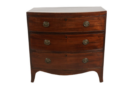 Wooden chest of drawers isolated on white background with clipping pathの写真素材