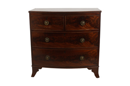 Wooden chest of drawers isolated on white background with clipping pathの写真素材