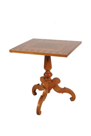 Wooden table isolated on a white background. Clipping path included.の写真素材