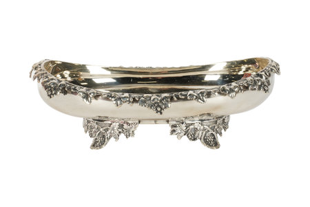 Vintage silver basin isolated on white background. Clipping path included.の写真素材