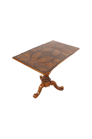 Antique wooden table isolated on white background, clipping path included.の写真素材