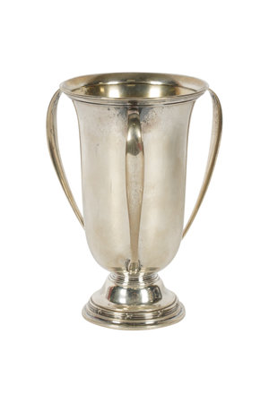 Vintage trophy cup isolated on white background, clipping path included.の写真素材