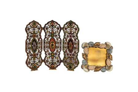 Set of vintage frames isolated on white background, clipping path included.の写真素材