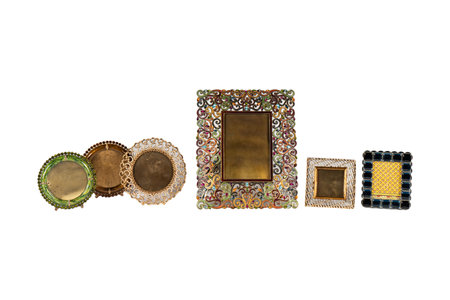 Vintage picture frames isolated on white background, clipping path included.の写真素材