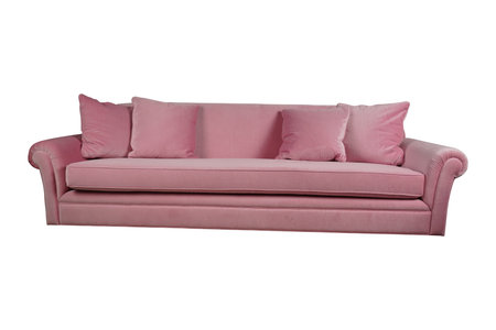 Pink sofa isolated on white background. Clipping path included. 3d renderの写真素材