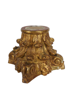 Wooden carved table isolated on white background. Clipping path included.の写真素材