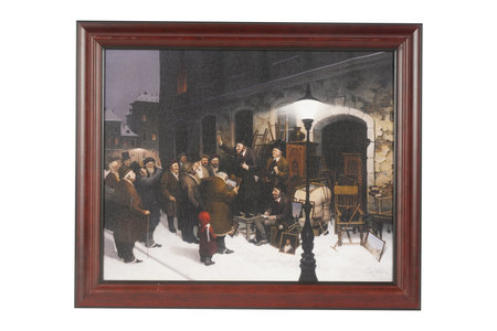 Renaissance picture of a family in a wooden frame on a white backgroundの写真素材
