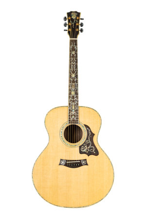 Acoustic guitar isolated on a white background with a clipping path.の写真素材