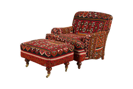 Armchair with a pattern of thai style isolated on white backgroundの写真素材