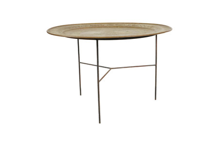 Modern round wooden table isolated on white background. 3d render.の写真素材